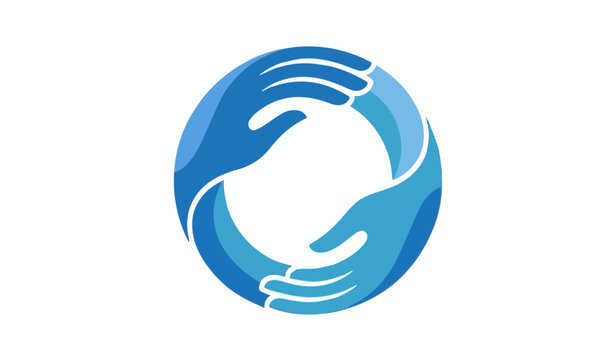 Abstract Circular Human Hands Holding Each Other Logo.
Teamwork and Community Support Concept Vector Illustration.
