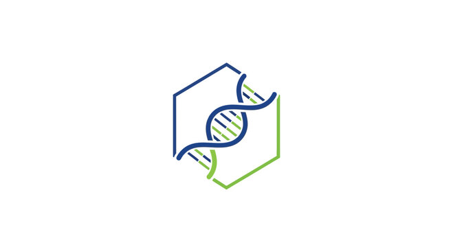 Abstract Geometric Logo Depicting Genetic Code within a Hexagonal Structure Design