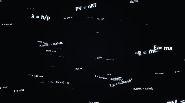 Animated Mathematical Formulas Floating Across Dark Background