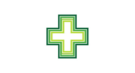 Obraz premium Abstract Green Cross Design Represents Medical Healthcare and Well-being Symbol