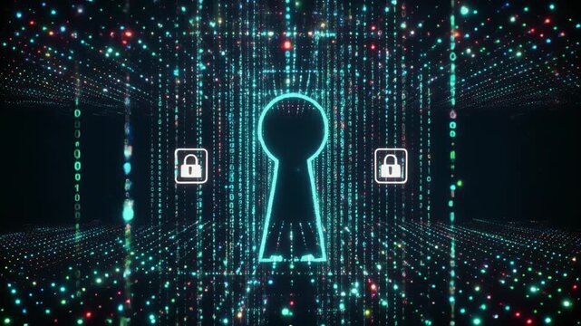 鍵穴に流れ込むデータ粒子が示すサイバー攻撃の脅威