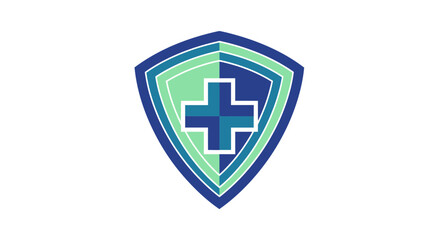 Obraz premium Abstract Healthcare Shield Symbol With Cross Sign Indicating Medical Protection And Security
