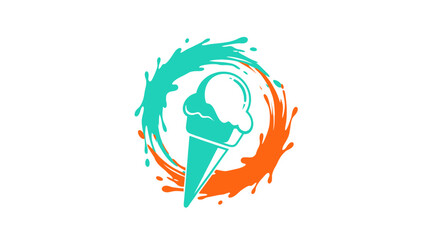 Fototapeta premium Abstract Ice Cream Logo Design in Vibrant Colors for Sweet Business Branding