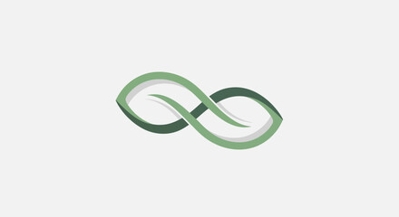 Naklejka premium Abstract Infinity Symbol with Leaf Elements Depicting Sustainability and Nature's Vitality