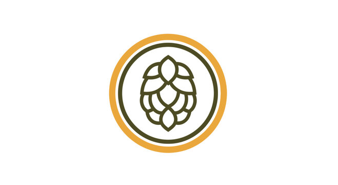 Abstract Illustrated Hop Design Within a Circular Emblem with Sophisticated Color Tones