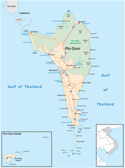 Naklejka premium Map of the Vietnamese island of Phu Quoc, Kien Giang, Vietnam