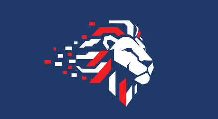 Fototapeta premium Geometric Lion Head Illustration Design.