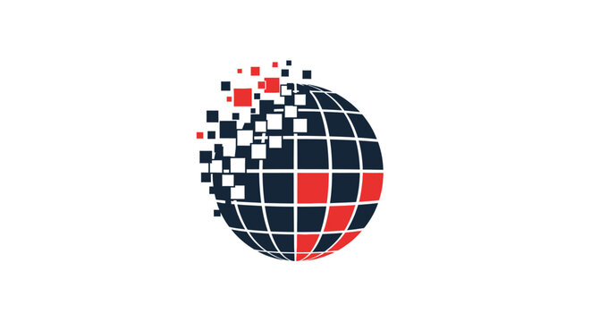 Disintegrating Globe With Grid Pattern.