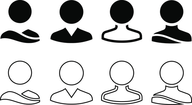 Default profile icons black and white user avatars collection