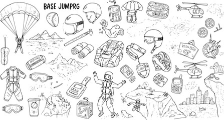 Base Jumping Elements: Hand-Drawn Vector Collection © gelos