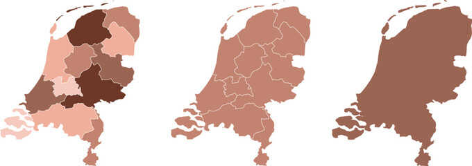 Obraz premium Netherlands Provincial Maps Comparison Showing Regional Variations Across the Country