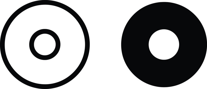 Two circular ring shapes featuring an outline version and a solid filled version for navigation