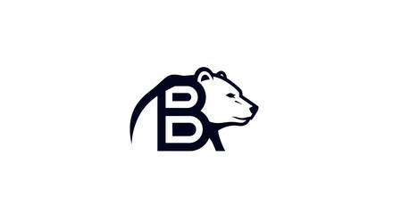 Minimalist black and white logo design featuring a bear's head in profile with the letter B integrated into its body, on a plain white background. © Hari