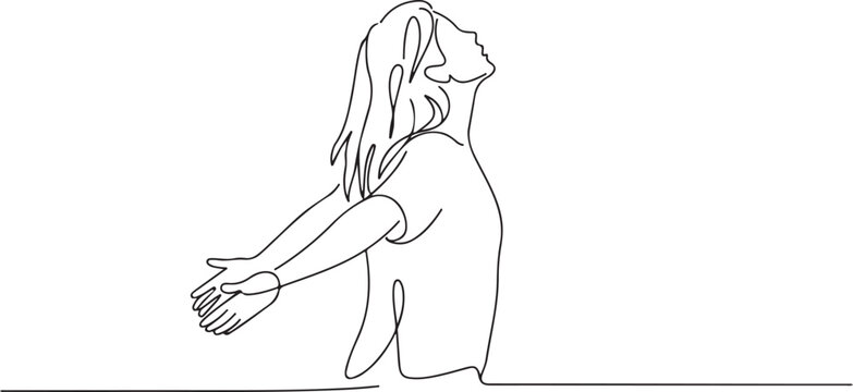 Woman embracing herself with closed eyes