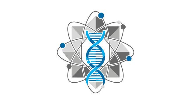 Abstract Science Illustration Of Genetic Code And Atomic Structure Design