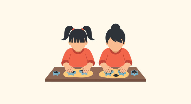 Two Children Playing Mahjong at a Table