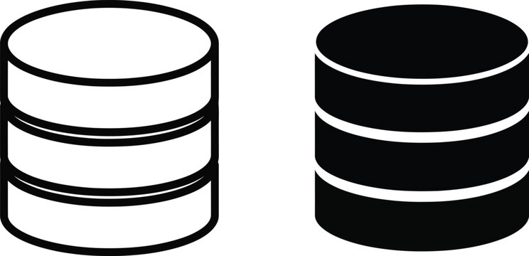 Two database server icons representing information storage and data management systems for modern computing technology networks