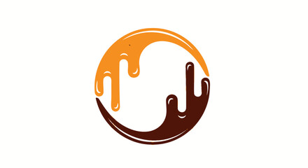 Obraz premium Abstract Swirl Logo: Elegant Design Featuring Honey and Chocolate Droplet Elements