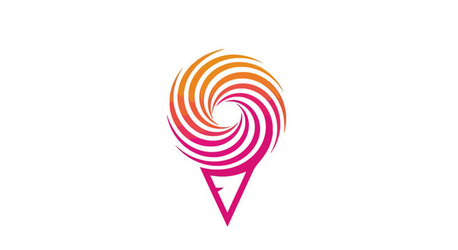 Abstract Swirl Icon Design Depicting a Conical Shape with a Gradient Color Palette