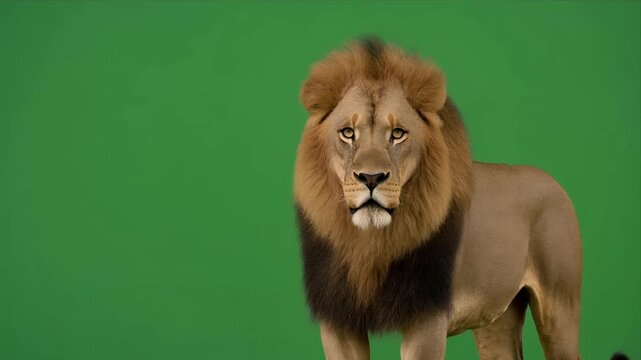 Majestic Lion On Green Screen Backdrop Adventure.