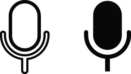 Two handheld electronic megaphone icons for public speaking announcements and marketing communication campaigns in simple style © MDABDUS