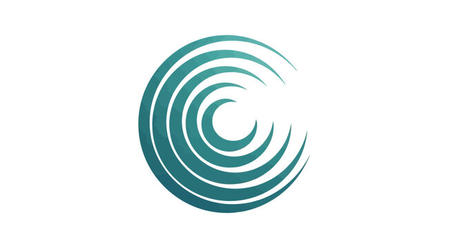 Abstract Teal Concentric Circular Design Representing Data Visualization and Technology