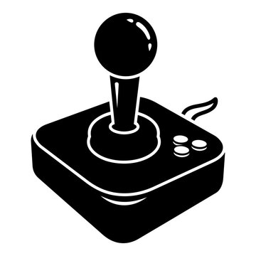 Retro Arcade Joystick Silhouette with Buttons and Cord for Vintage Gaming and Entertainment