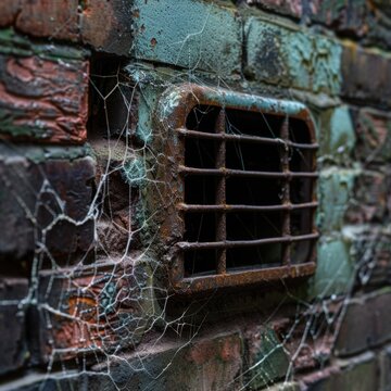 Detailed shot of rusty vents with cobwebs Canon EOS R5