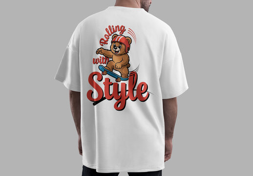 Cute Bear Streetwear Skateboard Graphic Tee Design