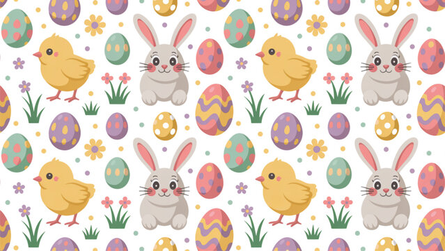 Colorful easter eggs with floral patterns