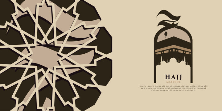 Decorative illustration of AL Hajj with the Kaaba.