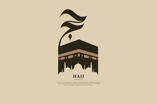 Decorative illustration of AL Hajj with the Kaaba.