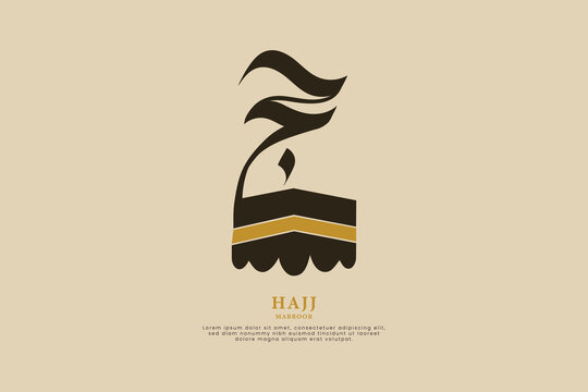 Decorative illustration of AL Hajj with the Kaaba.