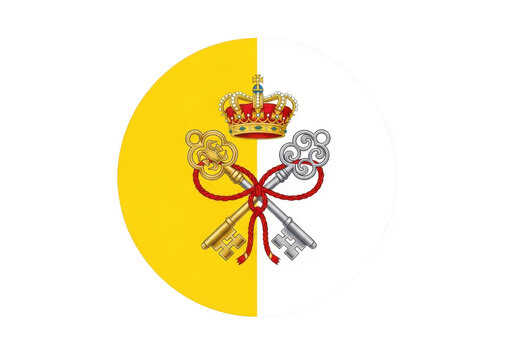 Vatican city flag emblem with crossed keys and papal tiara isolated on transparent background