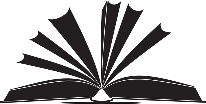Black and white of an open book with exploding pages