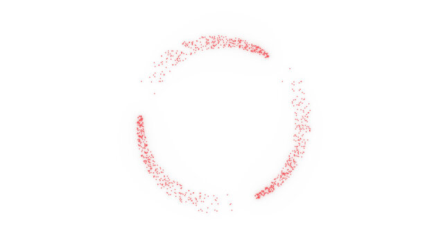 Red glowing particles reloading circle ring isolated on transparent background