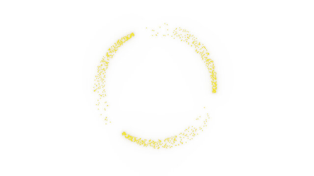 Yellow glowing particles reloading circle ring isolated on transparent background