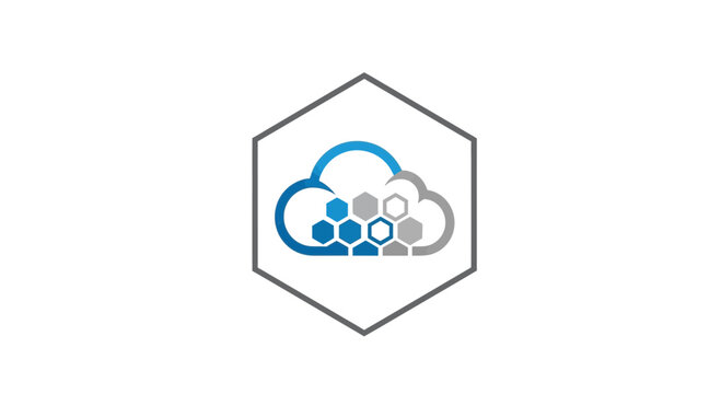 Cloud Computing Logo Representing Data Storage and Network Connectivity Visualization