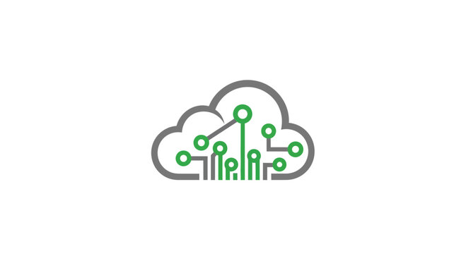 Cloud Computing Logo Design Representing Digital Technology and Data Storage