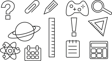 Doodle set school science and exploration icons in black and white © RenderEdge