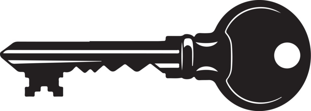 Black skeleton key with white outline on white background