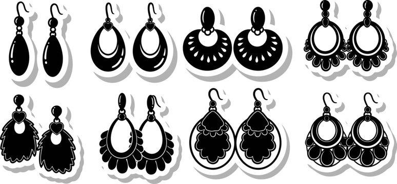 Set of elegant earrings jewelry accessories for women fashion eps.