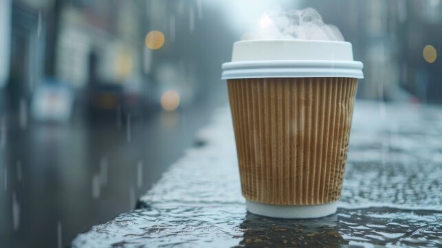 Highly detailed photo of coffee cup with steam concrete Canon EOS R5 50mm f18