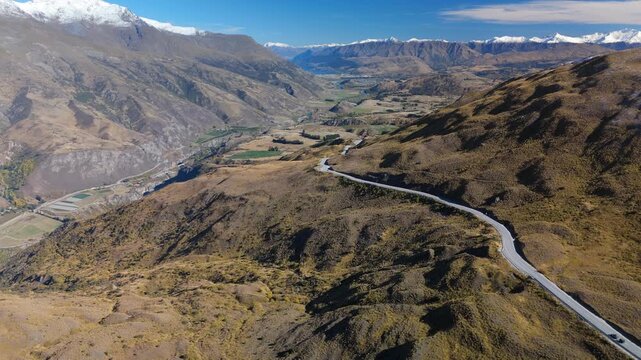 Aerial of Crown Range Lookout Toward Cardrona Valley