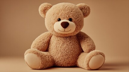Obraz premium Adorable Fuzzy Brown Teddy Bear Toy Sitting Playful Adorable Comfort Companion