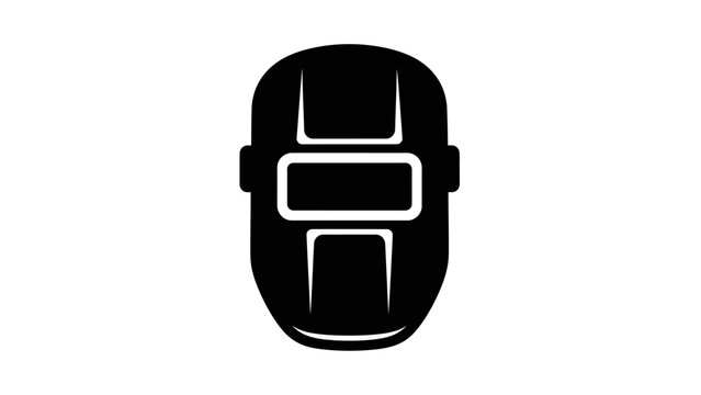 Welding mask icon, black and white vector illustration of protective welder helmet