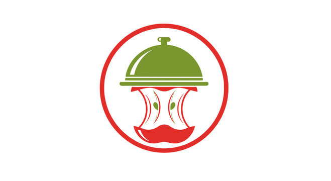 Creative Apple Core Logo Depicting A Culinary Symbol within a Circular Composition Design