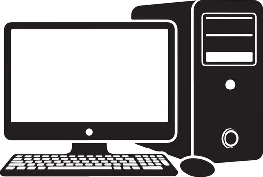 Black computer desktop with keyboard mouse and tower