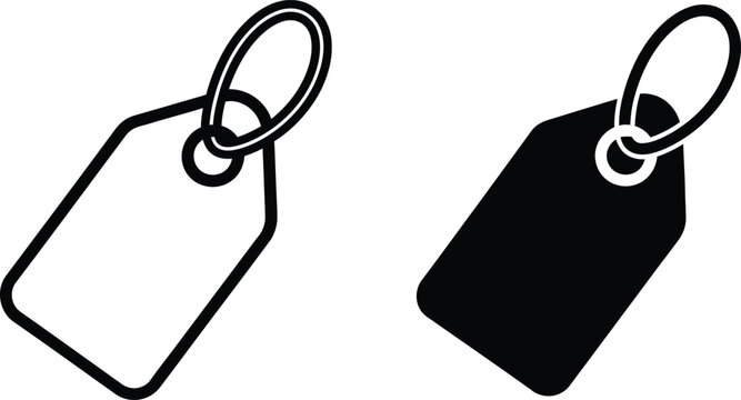 Two black and white price tags showing retail shopping icons for sales and marketing promotions