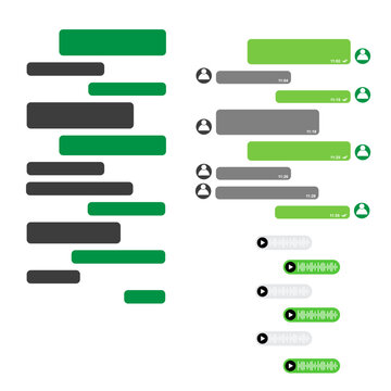 A vertical layout of messaging bubbles with different colors and user avatars, ideal for simulating a real-time chat interface.